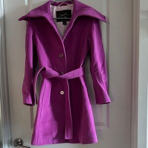 Coach Women's Vibrant Fuchsia Wool Belted Trench Coat